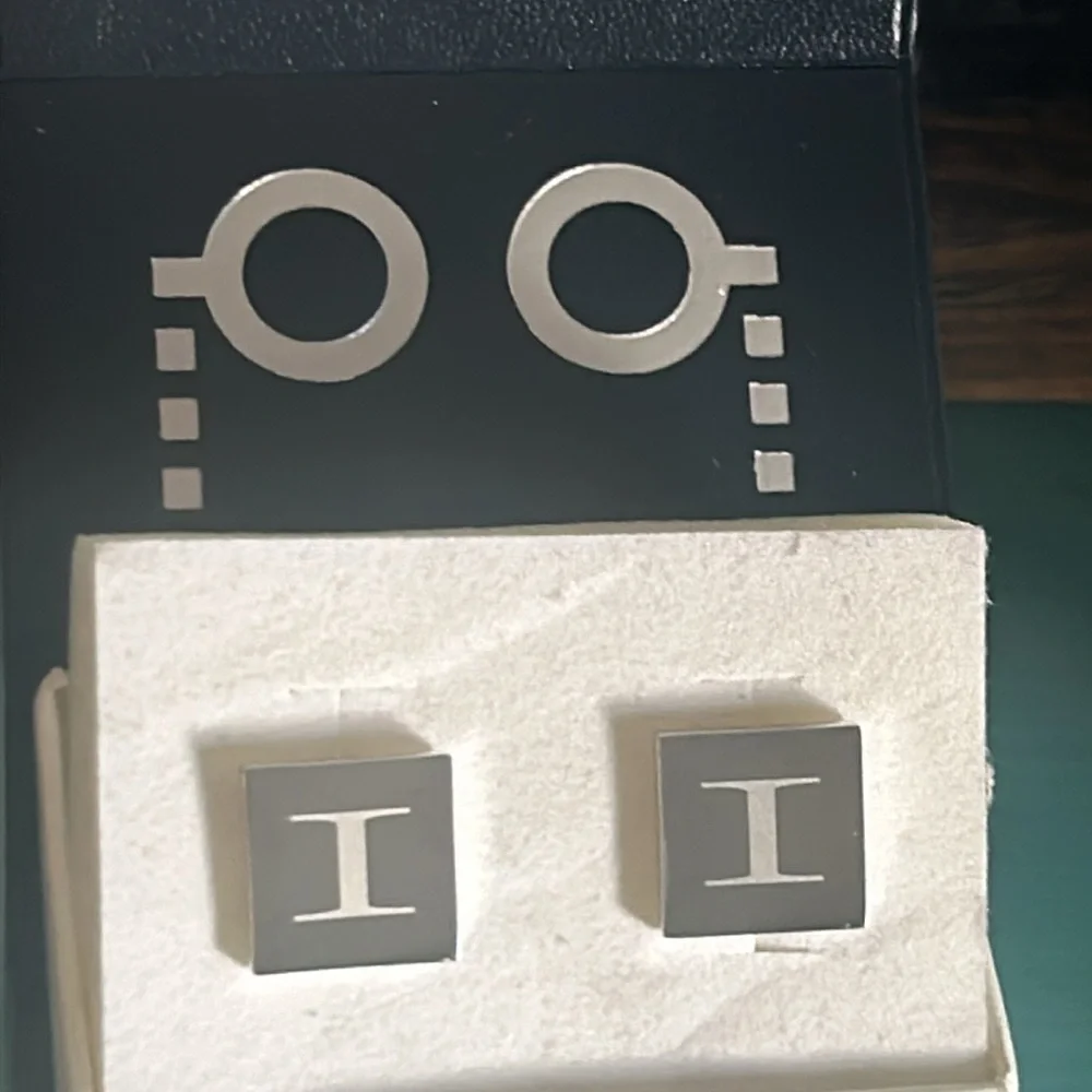 NEW Dual Monocle Monogrammed “I” Cufflinks Silver Tone in Gift Box